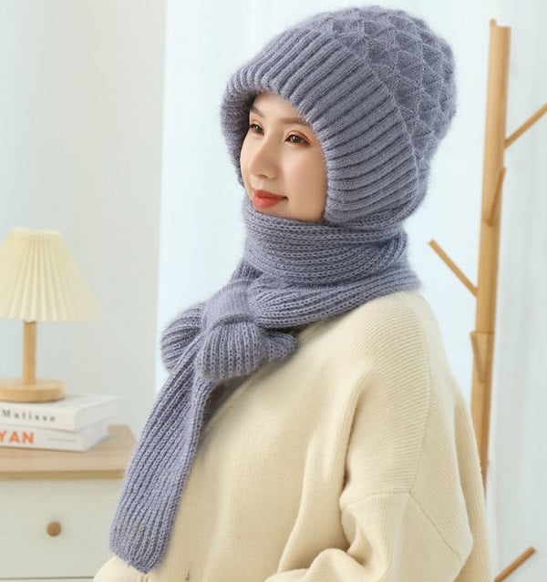 🔥VENTE DE NOËL ANTICIPÉE🎄-Écharpe d'hiver polyvalente en tricot à capuchon pour femmes