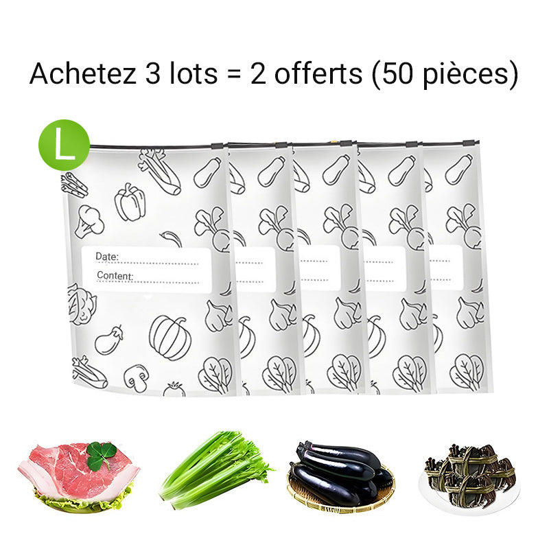 🥢Sac de Conservation en Aluminium Reutilisable et Fermable🌍Parfait pour Stocker et Protéger Vos Aliments!🌿