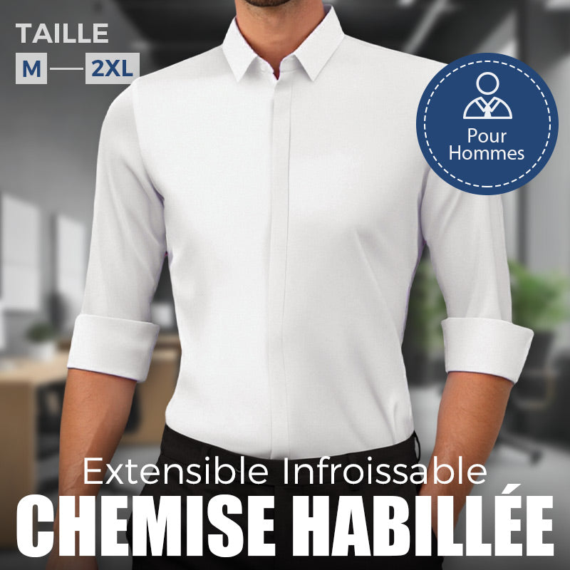 Chemise HabillĂ©e Extensible Infroissable pour Hommesđ„ăAucun repassage requisăđ„