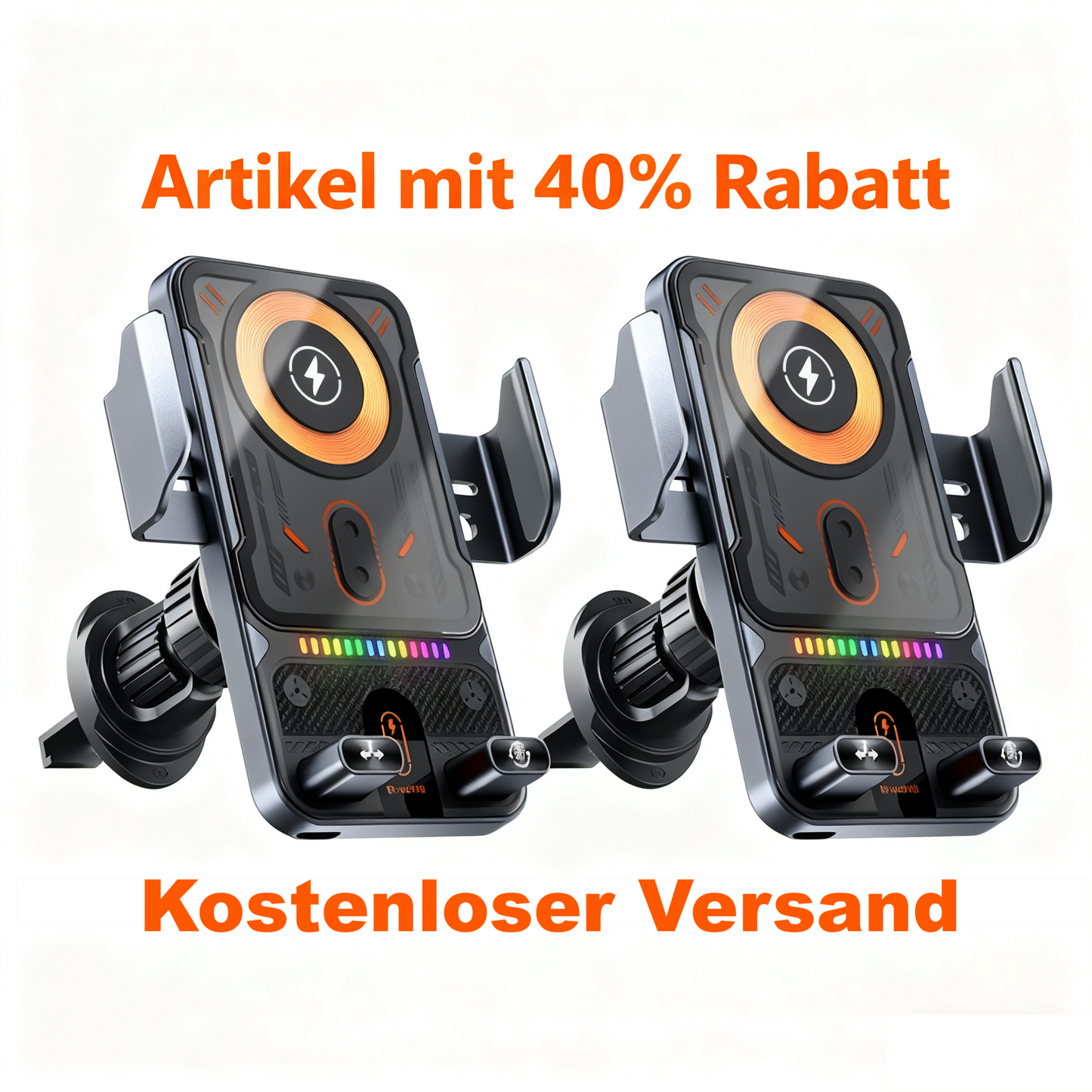 Support de téléphone rotatif intelligent et chargeur sans fil 2-en-1 pour voiture