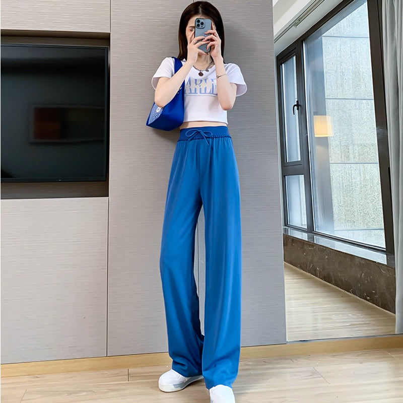 Pantalon à Taille Élastique et Jambes Larges pour Femme