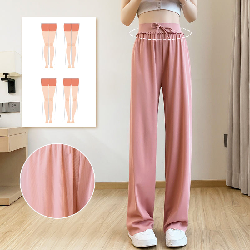 Pantalon à Taille Élastique et Jambes Larges pour Femme