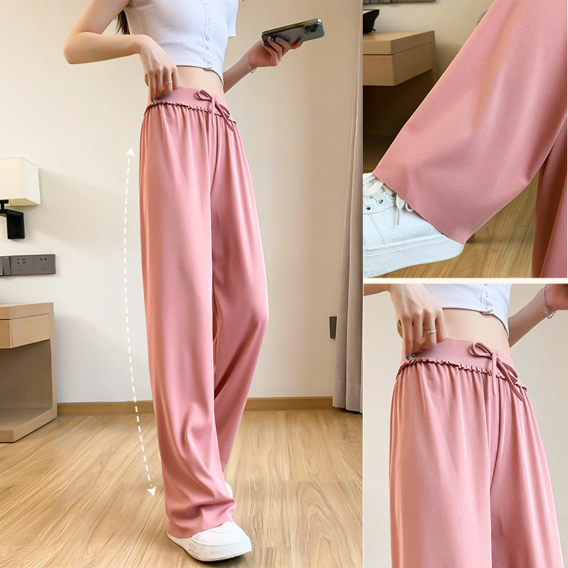 Pantalon à Taille Élastique et Jambes Larges pour Femme
