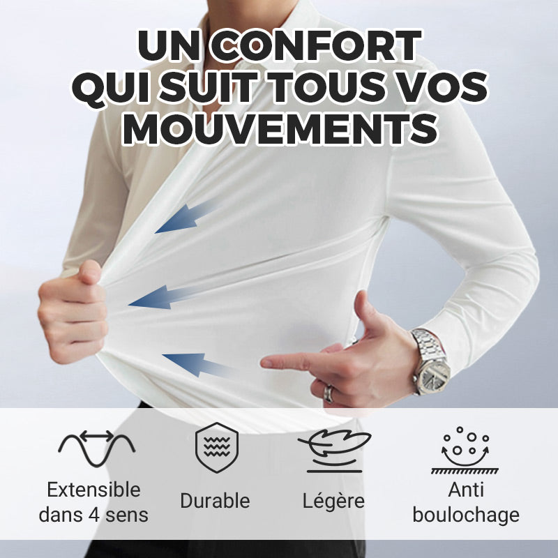 Chemise HabillĂ©e Extensible Infroissable pour Hommesđ„ăAucun repassage requisăđ„