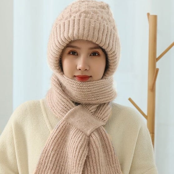 🔥VENTE DE NOËL ANTICIPÉE🎄-Écharpe d'hiver polyvalente en tricot à capuchon pour femmes
