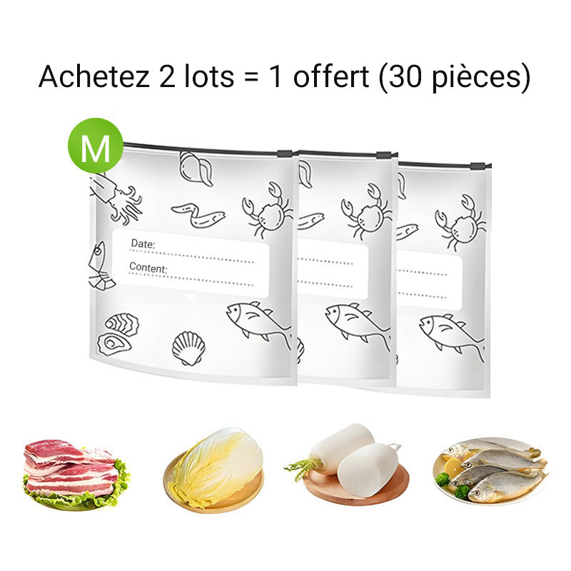 🥢Sac de Conservation en Aluminium Reutilisable et Fermable🌍Parfait pour Stocker et Protéger Vos Aliments!🌿