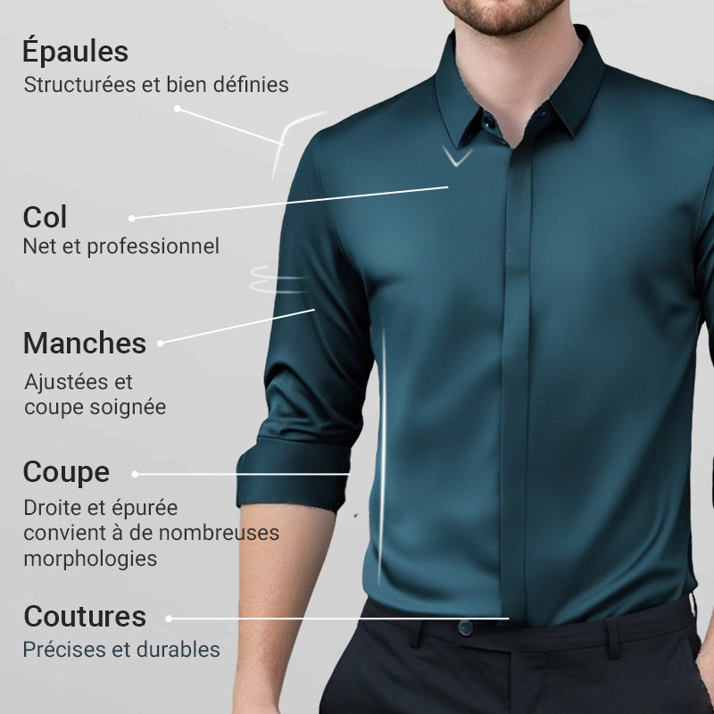 Chemise HabillĂ©e Extensible Infroissable pour Hommesđ„ăAucun repassage requisăđ„