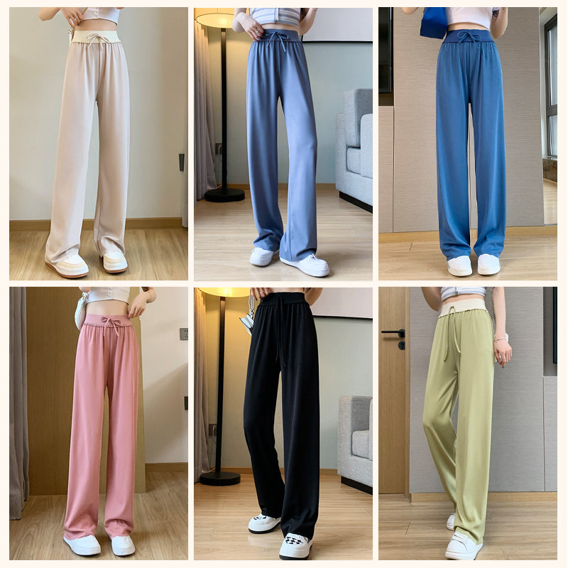 Pantalon à Taille Élastique et Jambes Larges pour Femme