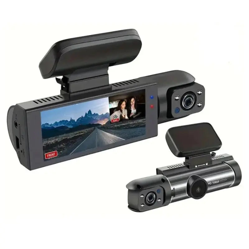 Caméra embarquée avec angle de vue large de 170° et double lentille 1080p