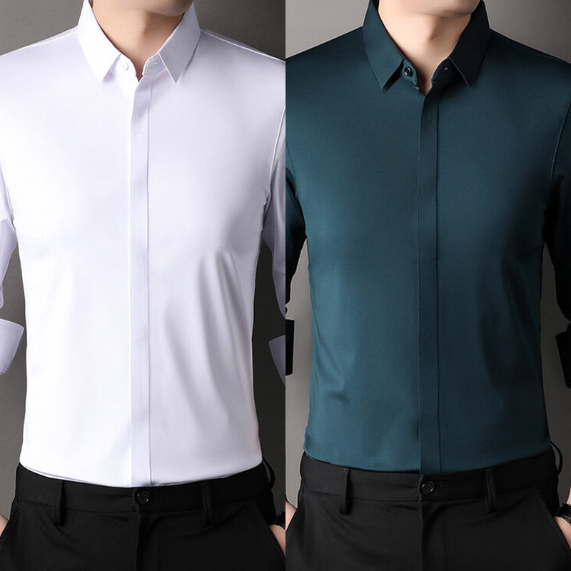 Chemise HabillĂ©e Extensible Infroissable pour Hommesđ„ăAucun repassage requisăđ„