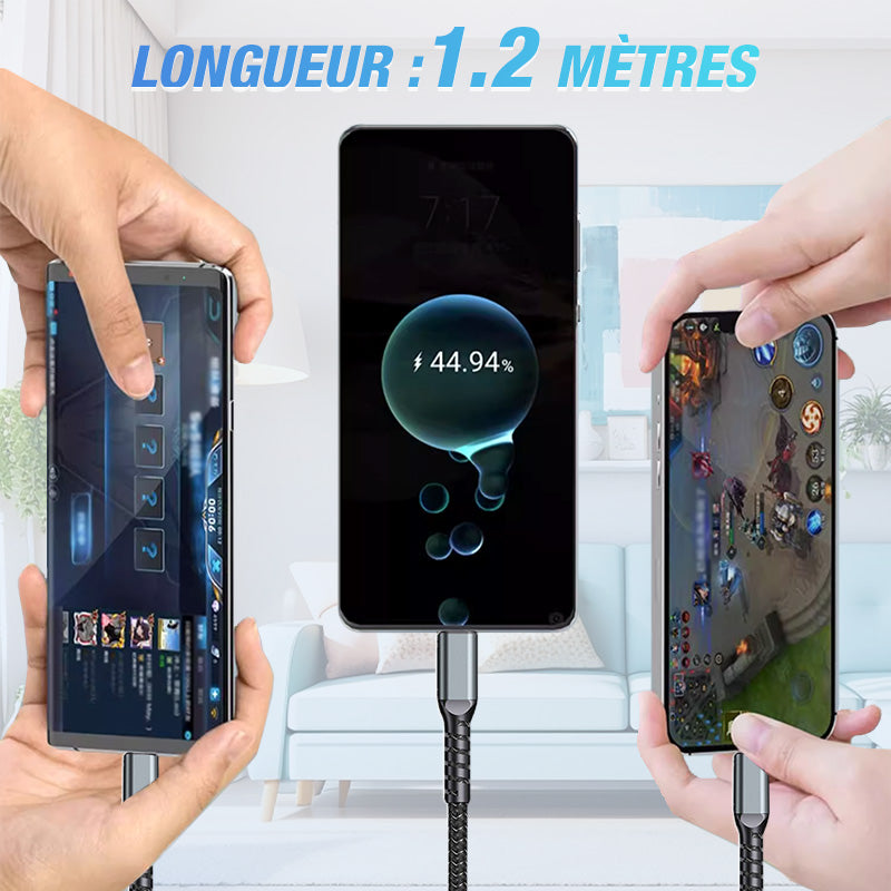 🔥2025 Ventes Chaudes🔥Chargement super rapide 100w, câble de données transparent 3-en-1