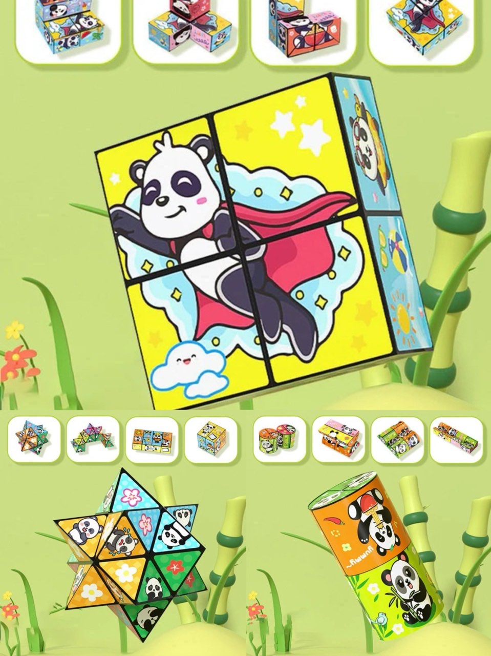 🔥Livraison gratuite dans tout le centre commercial🔥🔥 50 % DE RÉDUCTION – Cube magique panda pliable créatif pour enfants 🐼✨