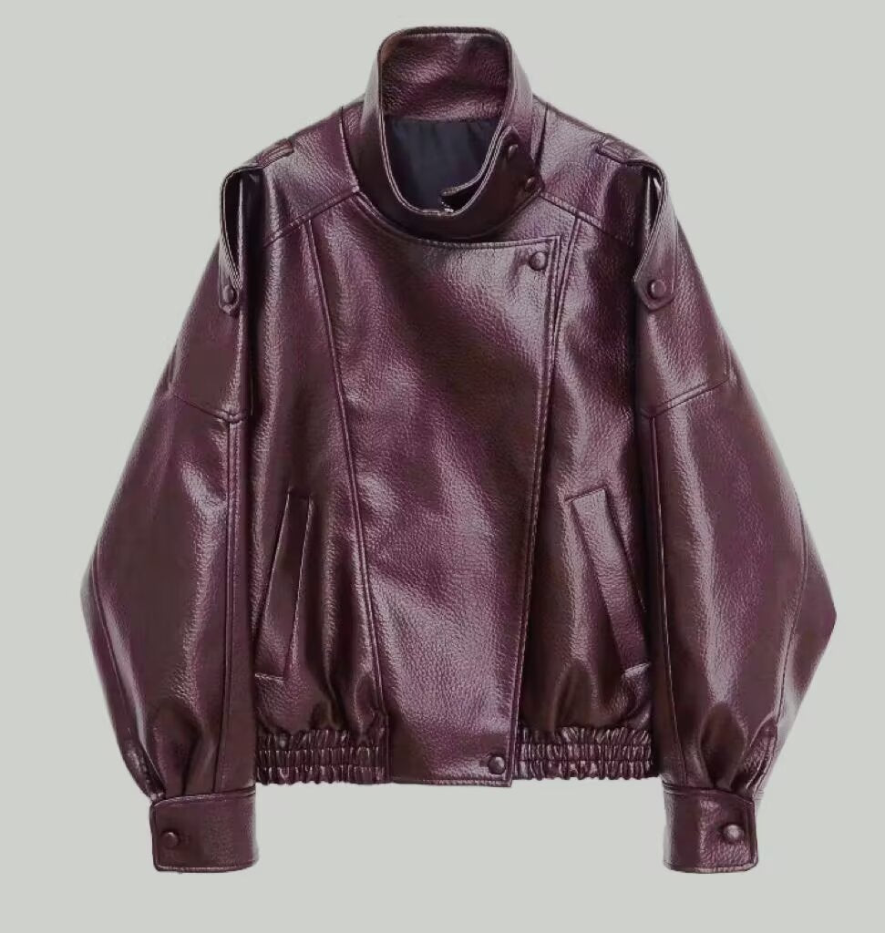 🖤 60% DE RÉDUCTION ! 🏍️ Veste Moto en Similicuir Noir – Style Audacieux, Coupe Surdimensionnée & Fermeture Éclair Argentée ✨