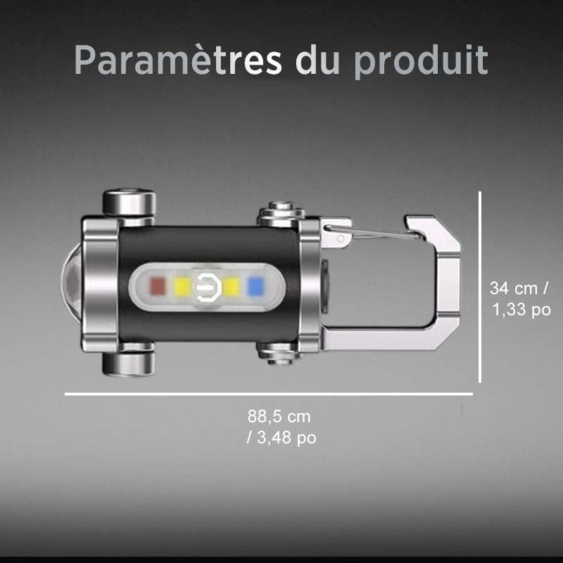 Lampe torche portable rechargeable et lumineuse pour porte-clés
