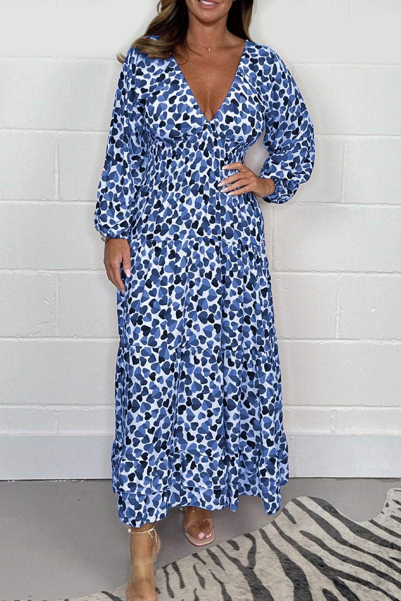 🔥Offre promotionnelle à moitié prix💕Sexy robe décolleté plongeant pour femmes imprimées💃