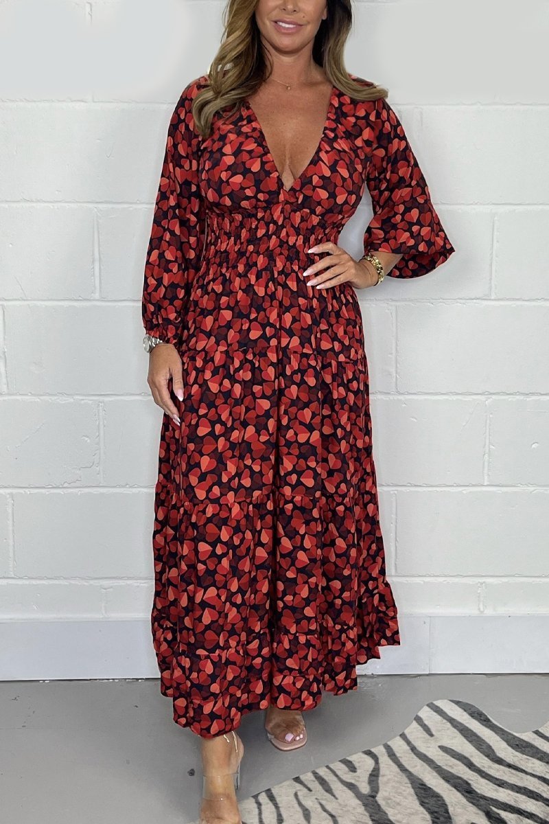 🔥Offre promotionnelle à moitié prix💕Sexy robe décolleté plongeant pour femmes imprimées💃