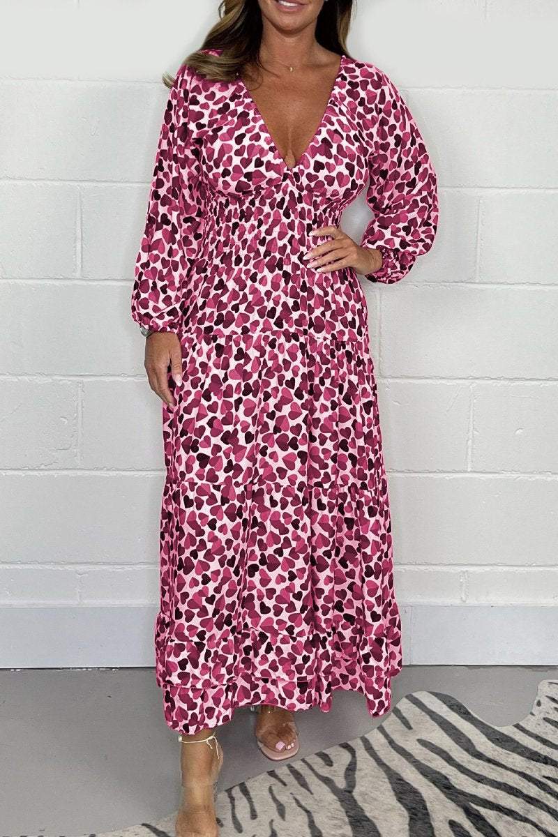 🔥Offre promotionnelle à moitié prix💕Sexy robe décolleté plongeant pour femmes imprimées💃