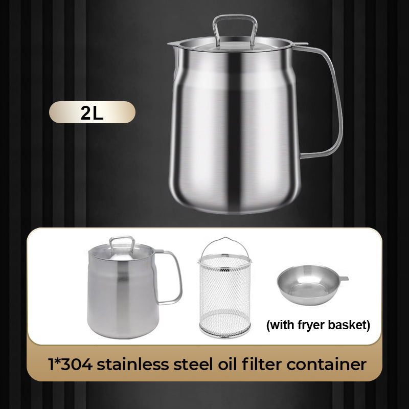 📢📢50 % DE RÉDUCTION !!! ✨Récipient Filtre à Huile Polyvalent - Grande Capacité - Acier Inoxydable 304🍟