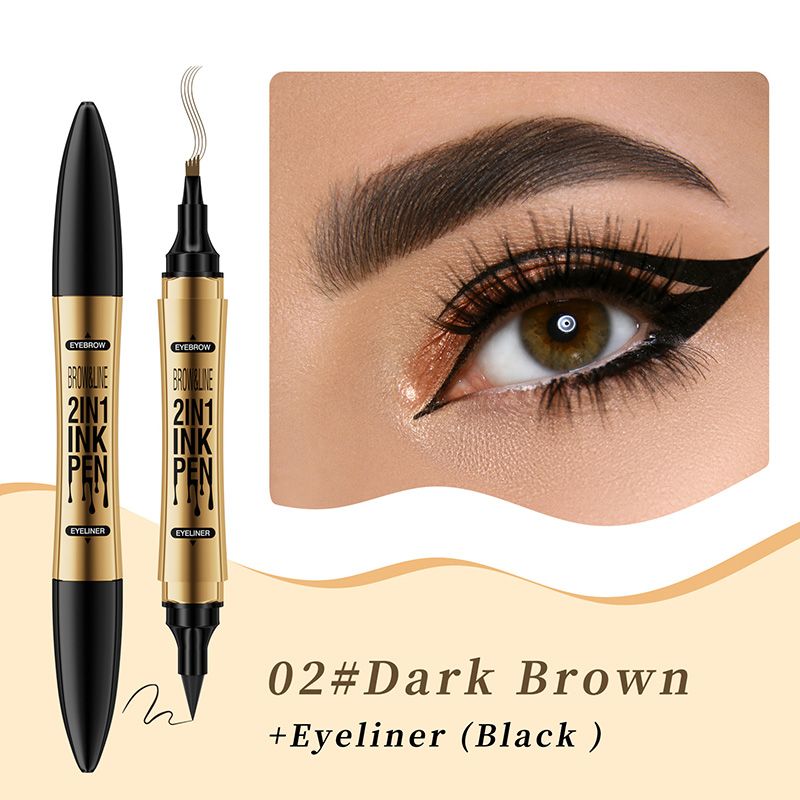 Stylo Duo 2-en-1 Sourcils et Eyeliner Waterproof à 4 Pointes