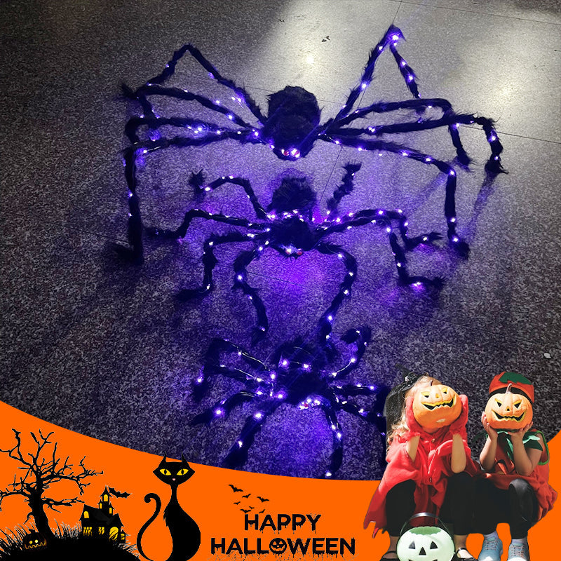 Décoration Araignée Noire d'Halloween avec Lumière