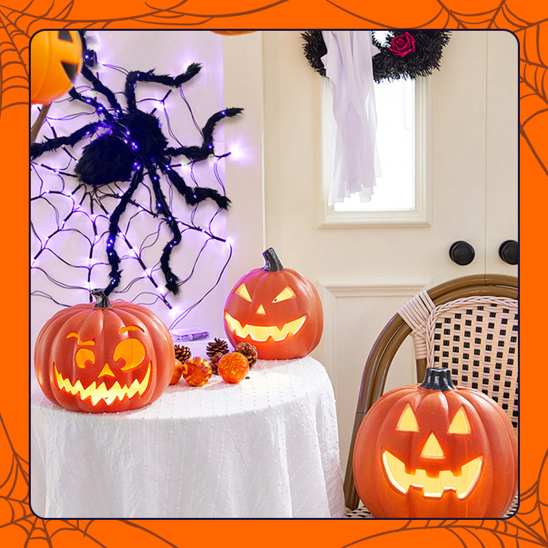 Décoration Araignée Noire d'Halloween avec Lumière