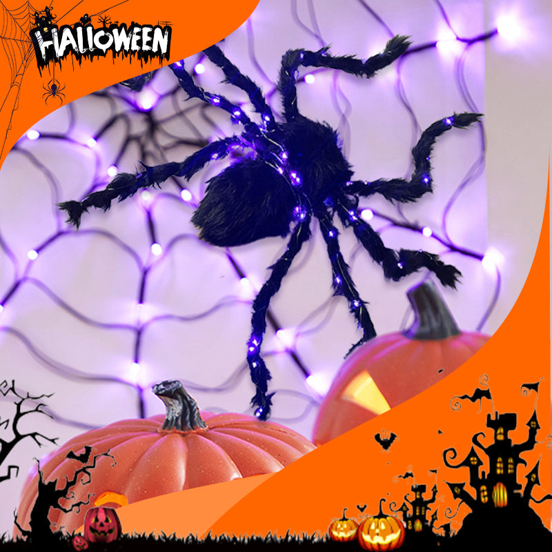 Décoration Araignée Noire d'Halloween avec Lumière