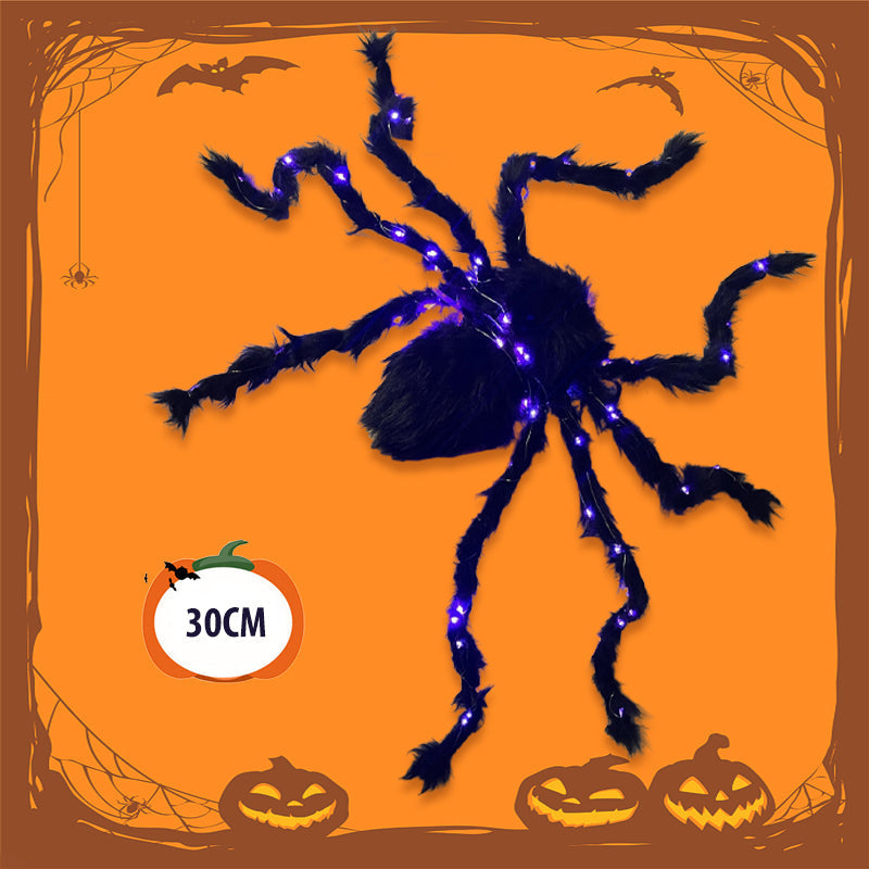 Décoration Araignée Noire d'Halloween avec Lumière