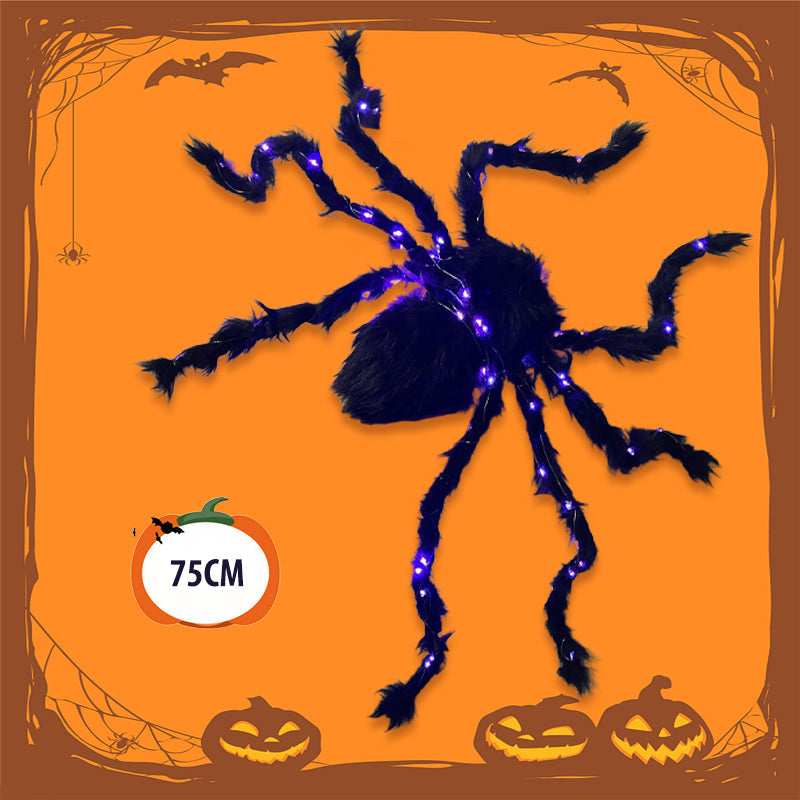 Décoration Araignée Noire d'Halloween avec Lumière