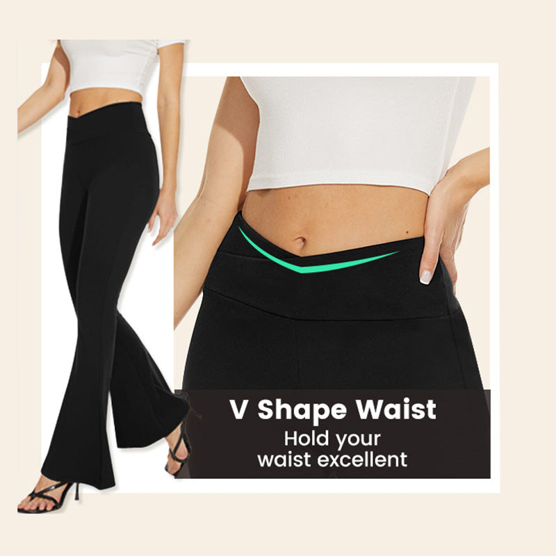 Pantalon évasé taille haute pour femmes, très extensible