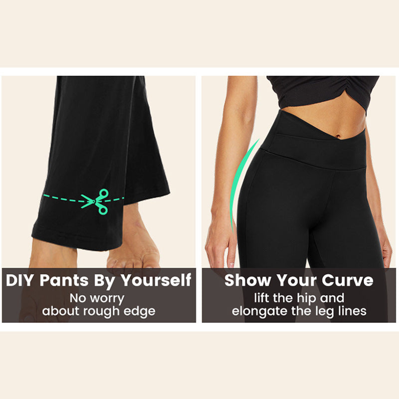 Pantalon évasé taille haute pour femmes, très extensible