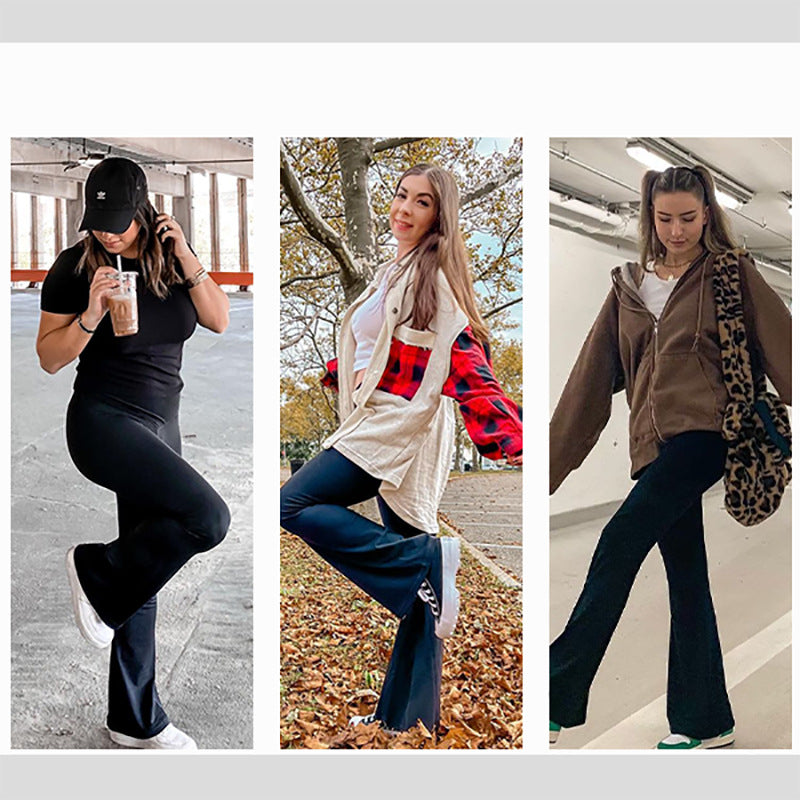 Pantalon évasé taille haute pour femmes, très extensible
