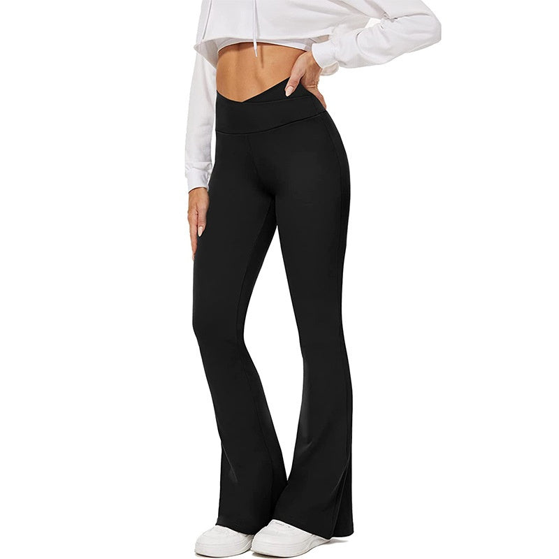 Pantalon évasé taille haute pour femmes, très extensible