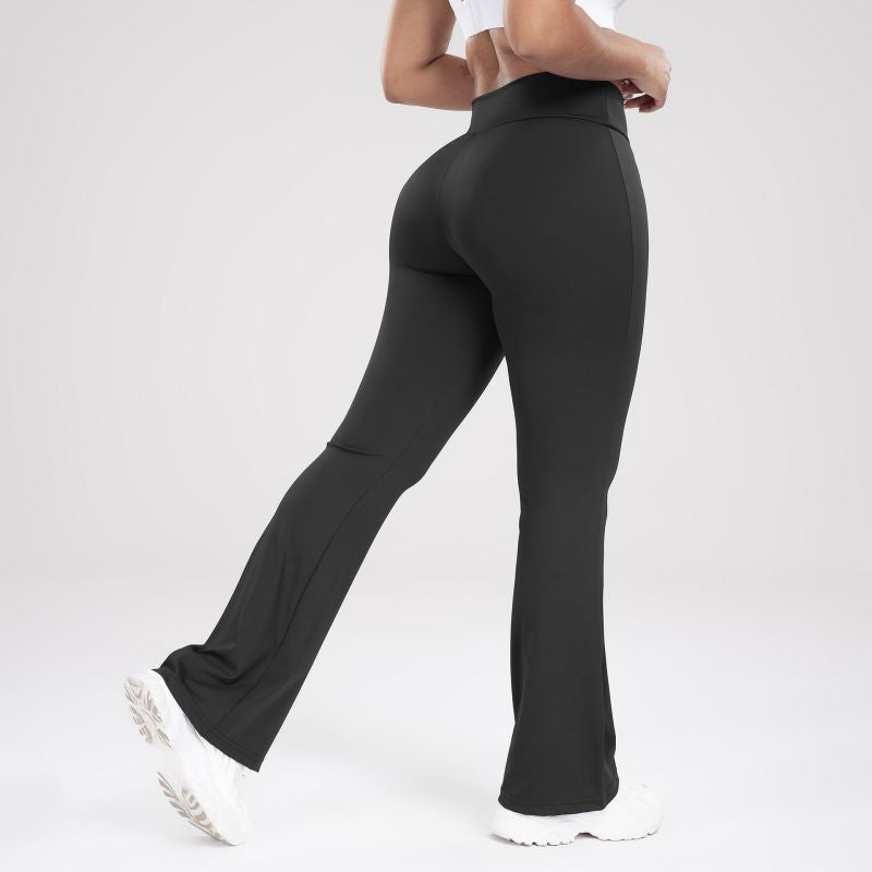 Pantalon évasé taille haute pour femmes, très extensible