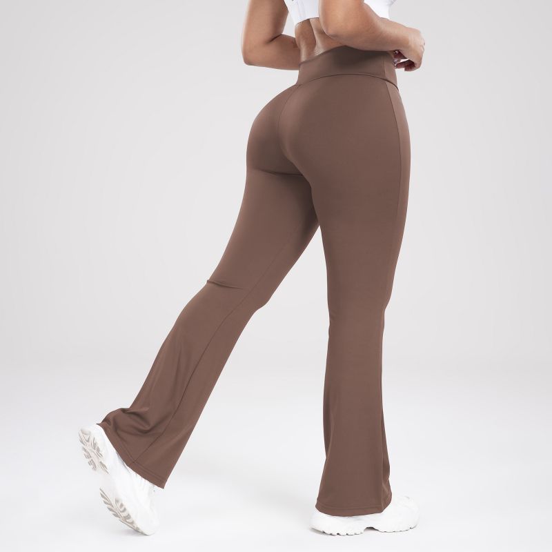Pantalon évasé taille haute pour femmes, très extensible