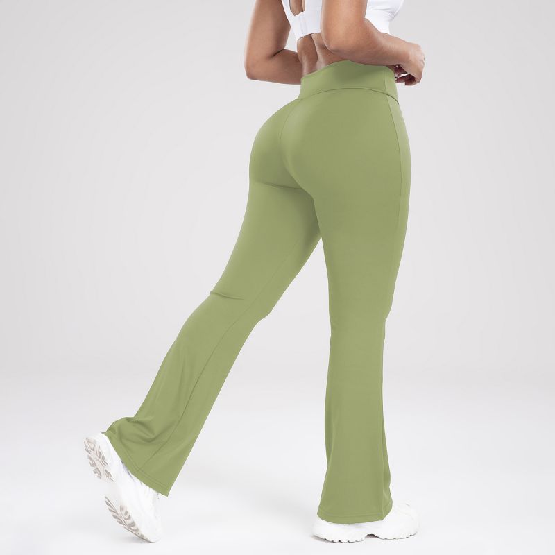 Pantalon évasé taille haute pour femmes, très extensible