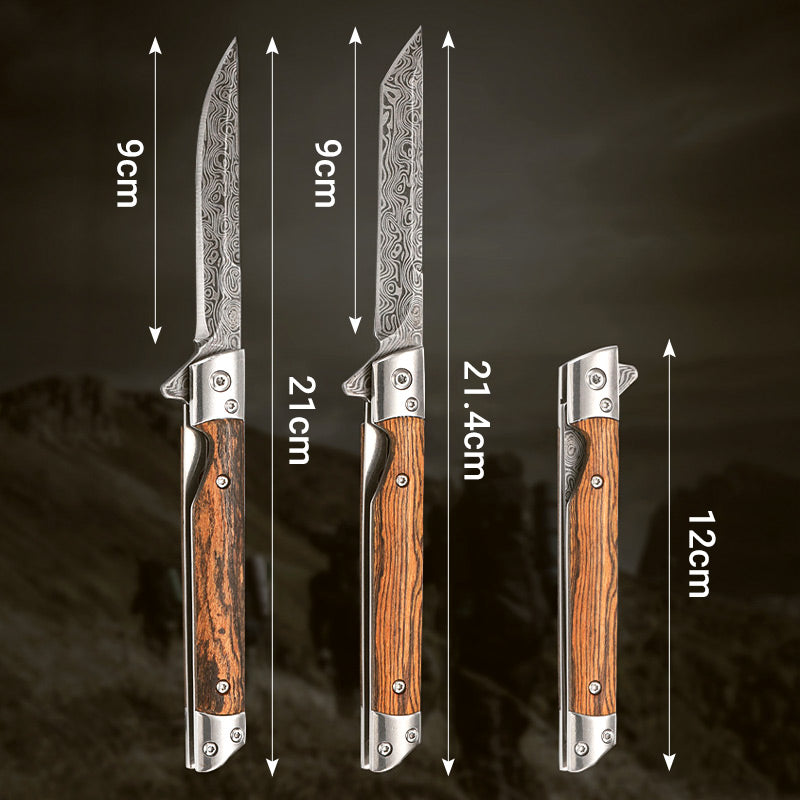 🔥🗡️Couteau pliant avec manche en bois pour le travail, la randonnée et le camping⛺