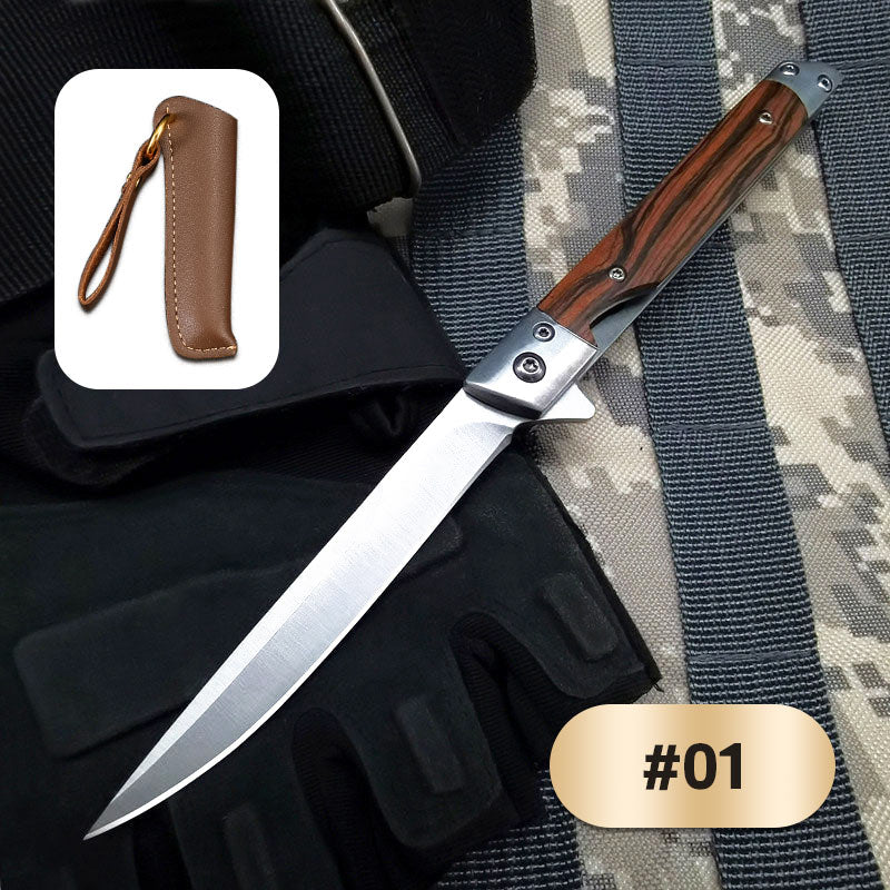🔥🗡️Couteau pliant avec manche en bois pour le travail, la randonnée et le camping⛺
