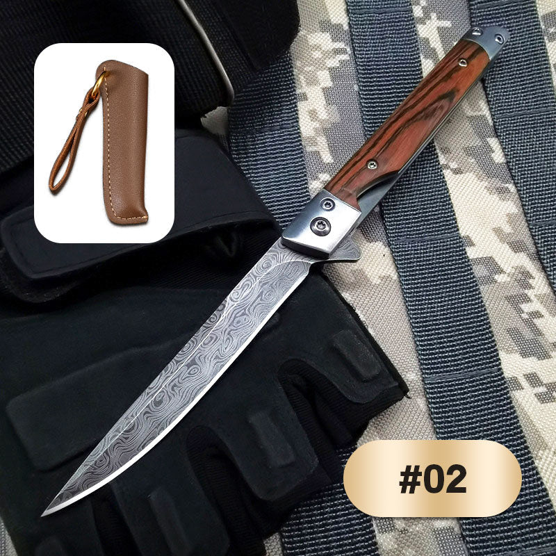 🔥🗡️Couteau pliant avec manche en bois pour le travail, la randonnée et le camping⛺