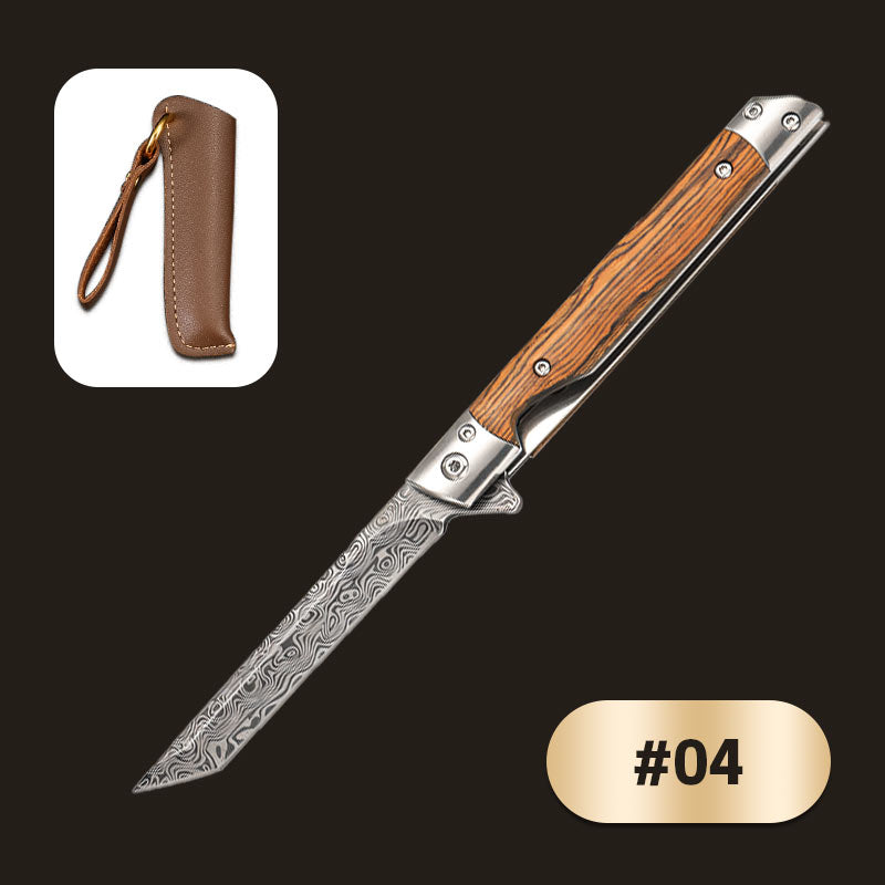 🔥🗡️Couteau pliant avec manche en bois pour le travail, la randonnée et le camping⛺