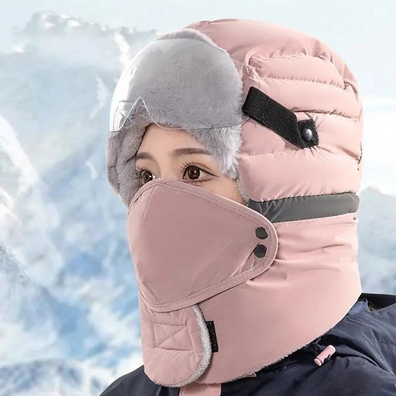 Bonnet chaud et coupe-vent pour femmes avec masque facial
