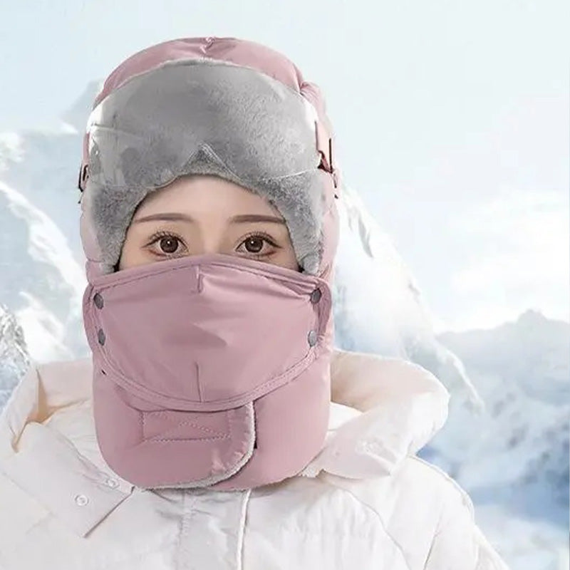 Bonnet chaud et coupe-vent pour femmes avec masque facial