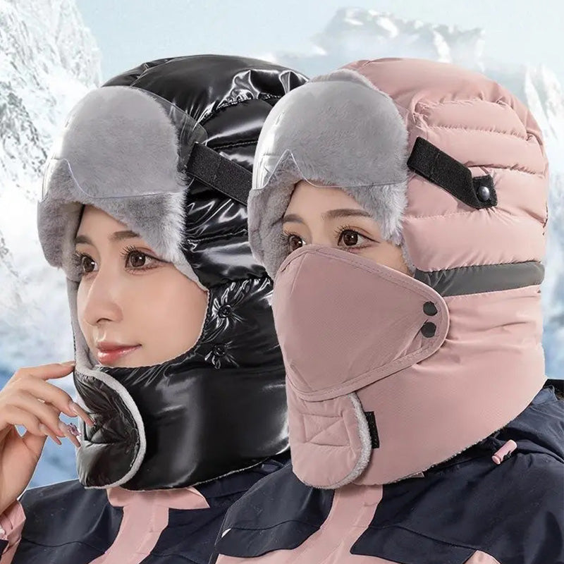 Bonnet chaud et coupe-vent pour femmes avec masque facial