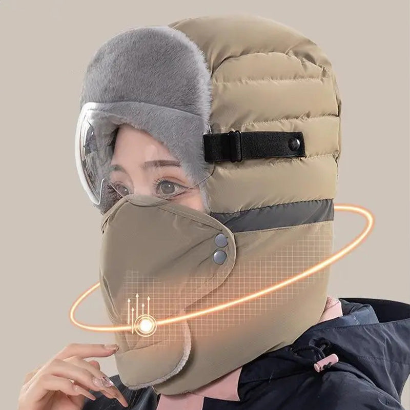 Bonnet chaud et coupe-vent pour femmes avec masque facial