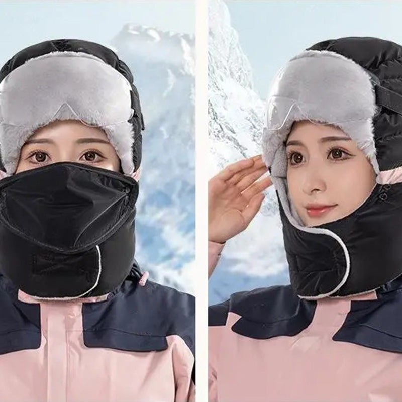 Bonnet chaud et coupe-vent pour femmes avec masque facial