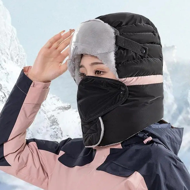 Bonnet chaud et coupe-vent pour femmes avec masque facial