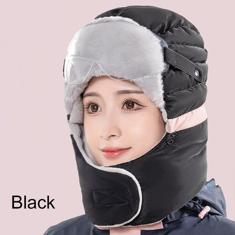 Bonnet chaud et coupe-vent pour femmes avec masque facial