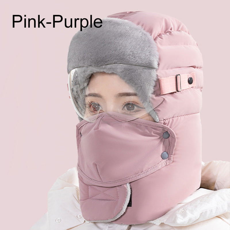 Bonnet chaud et coupe-vent pour femmes avec masque facial