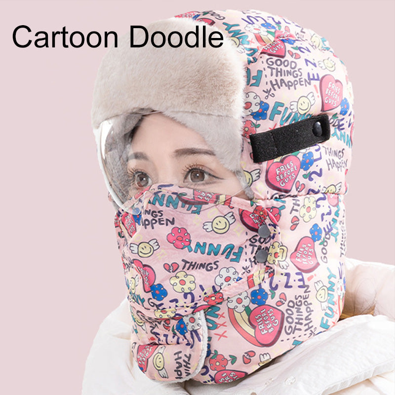 Bonnet chaud et coupe-vent pour femmes avec masque facial