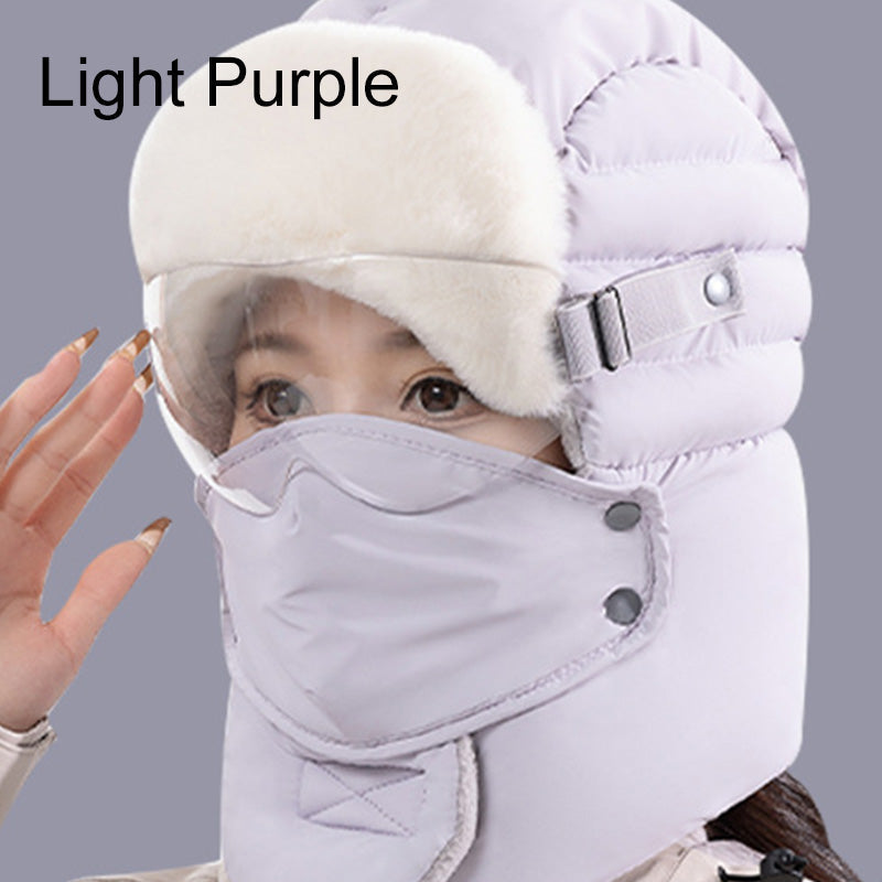 Bonnet chaud et coupe-vent pour femmes avec masque facial