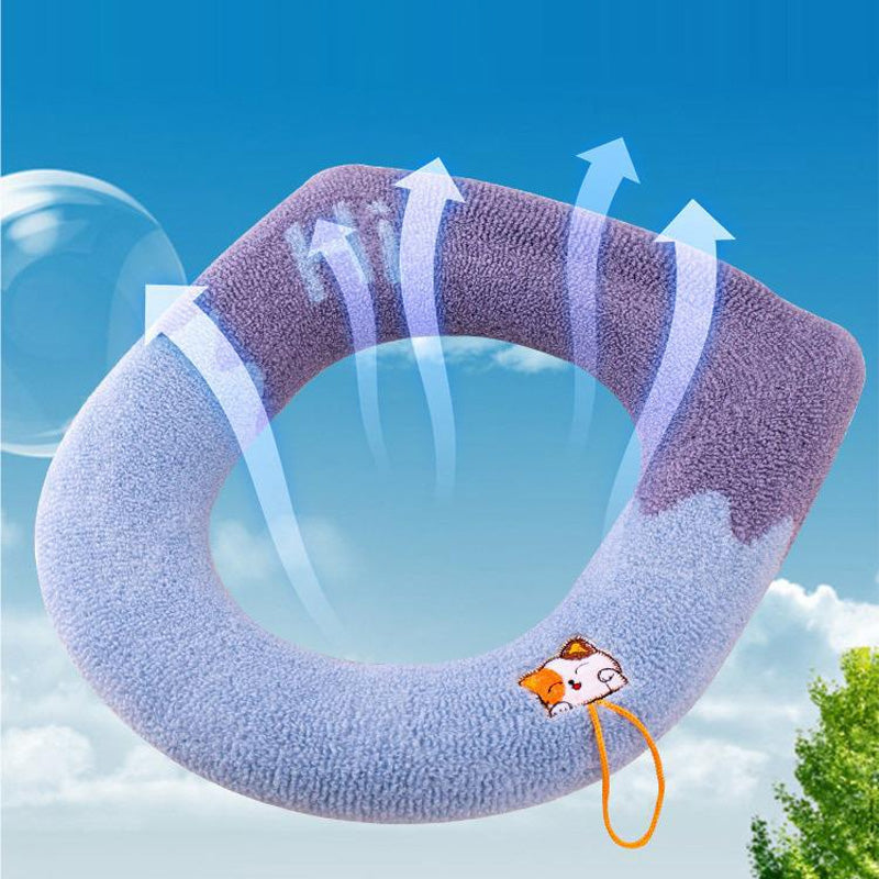 Housse de Siège de Toilette Tricotée Douce, Chaude, Universelle et Lavable avec Poignée